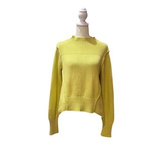 Current‎ Elliott Sweater Ribbed Knit Yellow Cotton Cashmere Blend Women's